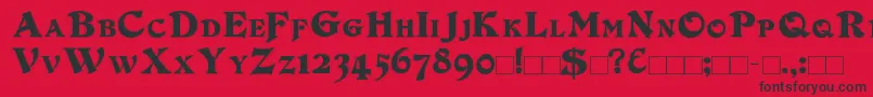 フォントDuvallSmallCapsOutline – 赤い背景に黒い文字