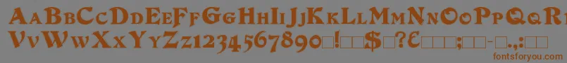 フォントDuvallSmallCapsOutline – 茶色の文字が灰色の背景にあります。