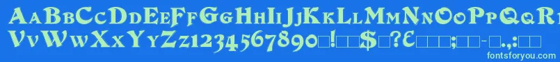 DuvallSmallCapsOutline Font – Green Fonts on Blue Background