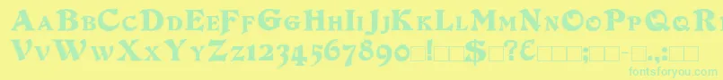 DuvallSmallCapsOutline Font – Green Fonts on Yellow Background