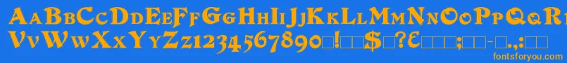 DuvallSmallCapsOutline Font – Orange Fonts on Blue Background