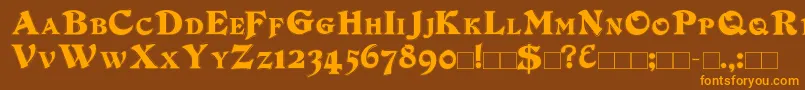 フォントDuvallSmallCapsOutline – オレンジ色の文字が茶色の背景にあります。