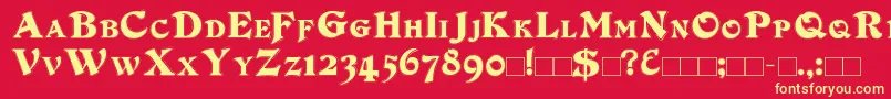 フォントDuvallSmallCapsOutline – 黄色の文字、赤い背景