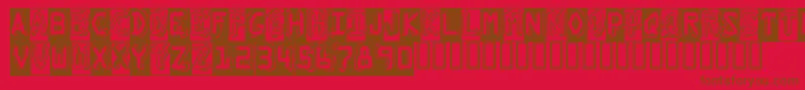 Dymo Grunge Bubble-Schriftart – Braune Schriften auf rotem Hintergrund