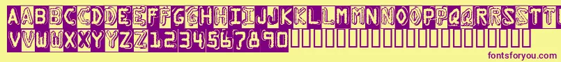 Dymo Grunge Bubble Font – Purple Fonts on Yellow Background