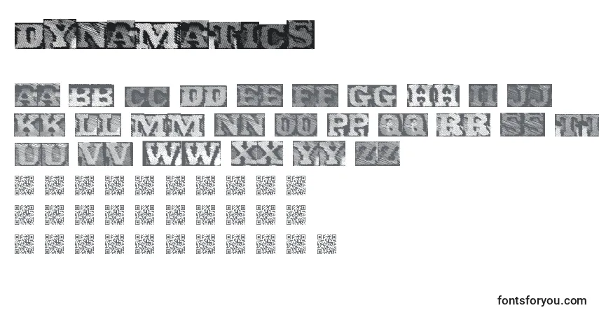 Fuente Dynamatics - alfabeto, números, caracteres especiales