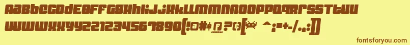 フォントDYNOS    – 茶色の文字が黄色の背景にあります。