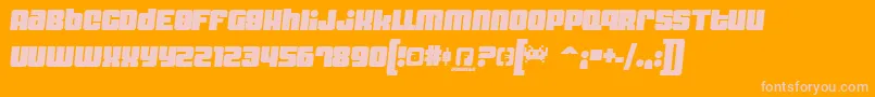 DYNOS   -Schriftart – Rosa Schriften auf orangefarbenem Hintergrund