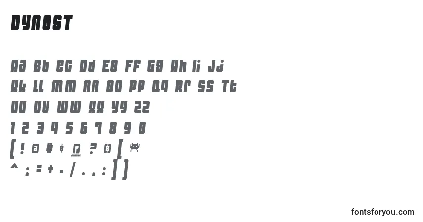 A fonte DYNOST   (125681) – alfabeto, números, caracteres especiais