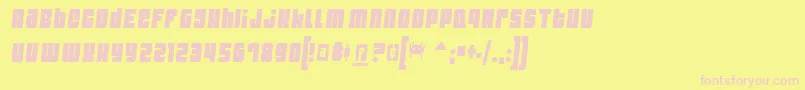 DYNOST  -fontti – vaaleanpunaiset fontit keltaisella taustalla