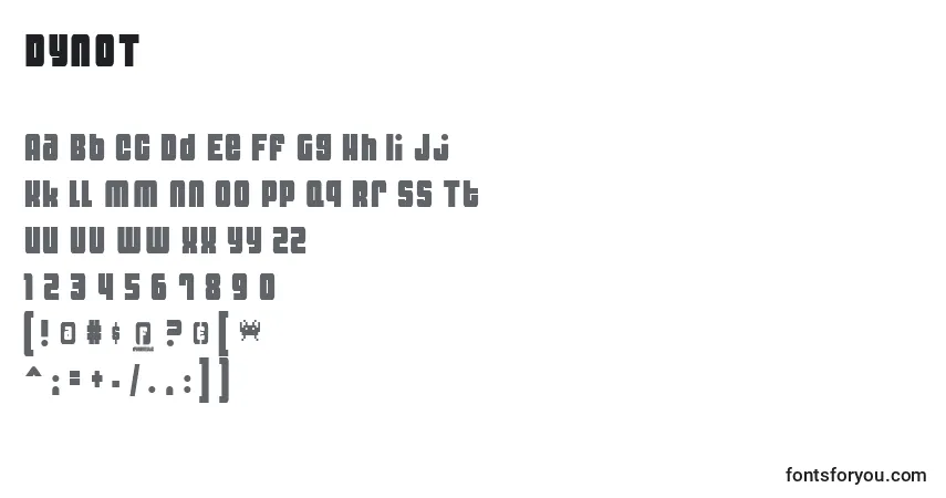 A fonte DYNOT    (125682) – alfabeto, números, caracteres especiais