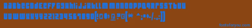 DYNOT   -fontti – siniset fontit ruskealla taustalla