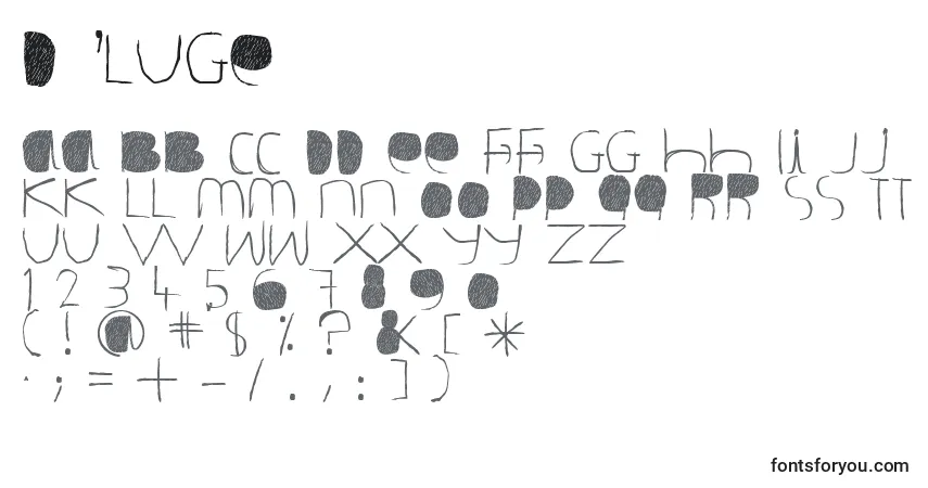 Fuente DР’luge - alfabeto, números, caracteres especiales