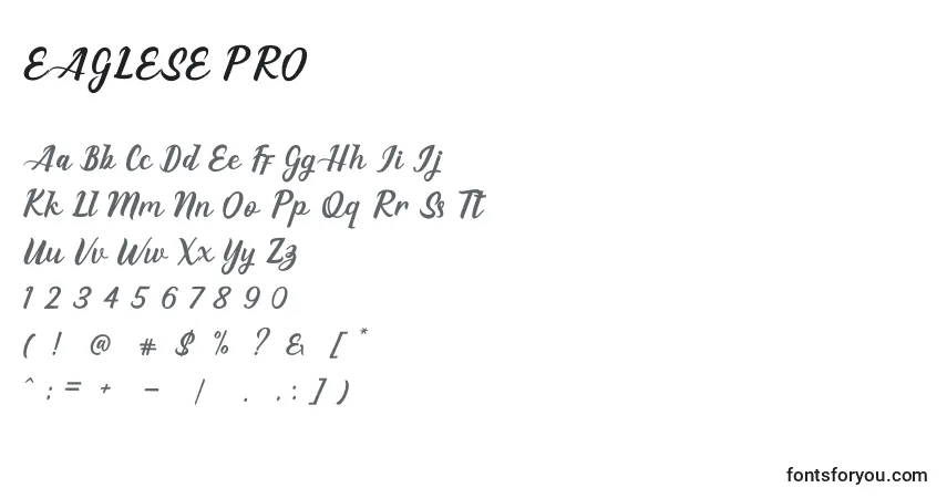 Schriftart EAGLESE PRO – Alphabet, Zahlen, spezielle Symbole
