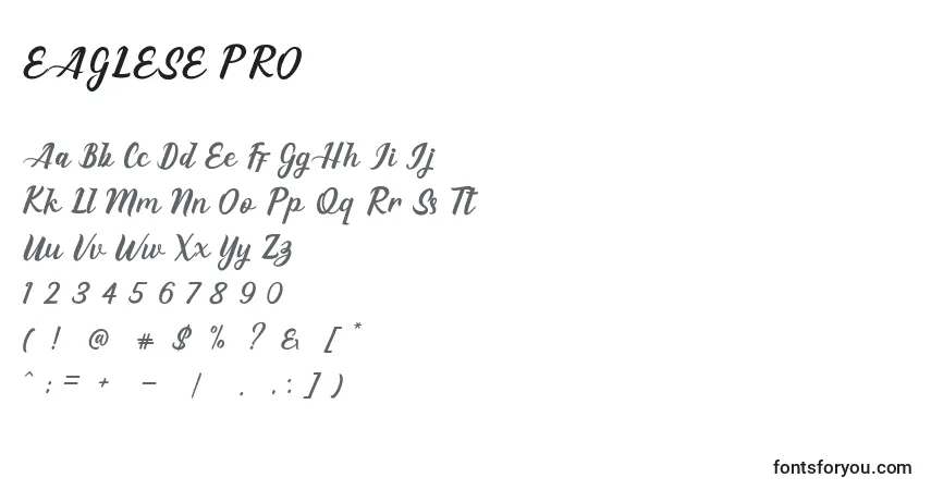 Schriftart EAGLESE PRO (125689) – Alphabet, Zahlen, spezielle Symbole
