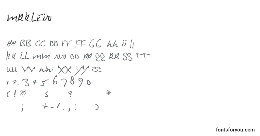 Шрифт Mrklein – алфавит, цифры, специальные символы