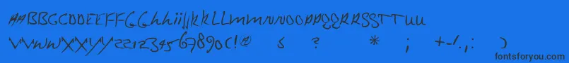 Mrklein-Schriftart – Schwarze Schriften auf blauem Hintergrund