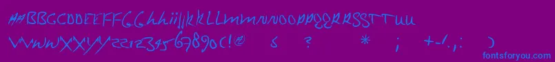 Mrklein-Schriftart – Blaue Schriften auf violettem Hintergrund