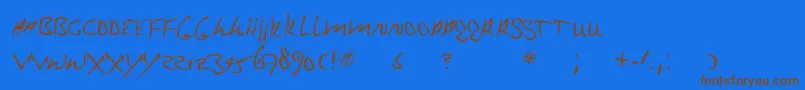 Mrklein-Schriftart – Braune Schriften auf blauem Hintergrund