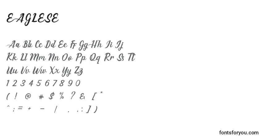 Schriftart EAGLESE – Alphabet, Zahlen, spezielle Symbole