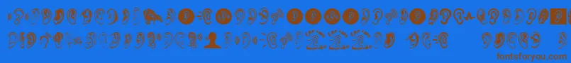 Ear Font – Brown Fonts on Blue Background