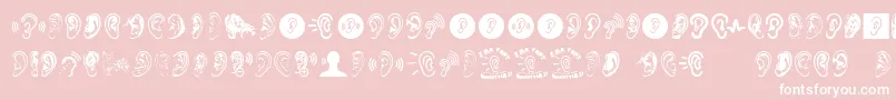 Ear-Schriftart – Weiße Schriften auf rosa Hintergrund