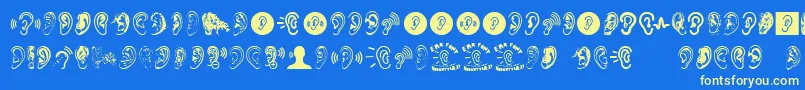 Ear Font – Yellow Fonts on Blue Background