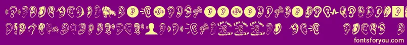 Fonte Ear – fontes amarelas em um fundo roxo