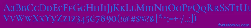 フォントCormorantunicaseSemi – 紫色の背景に青い文字