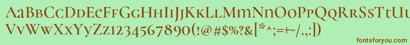 CormorantunicaseSemi-Schriftart – Braune Schriften auf grünem Hintergrund