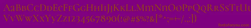 フォントCormorantunicaseSemi – 紫色の背景に茶色のフォント
