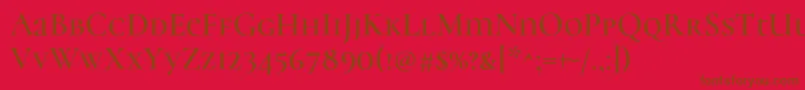 フォントCormorantunicaseSemi – 赤い背景に茶色の文字
