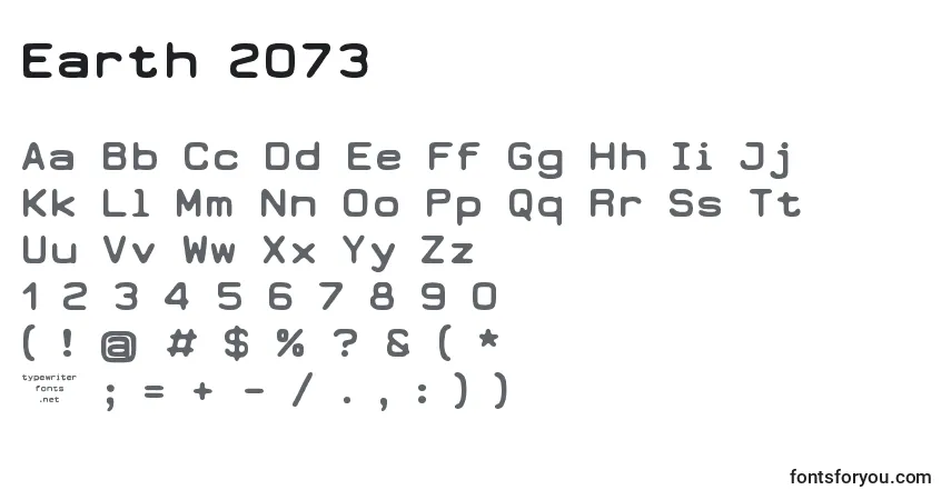 Schriftart Earth 2073 (125700) – Alphabet, Zahlen, spezielle Symbole