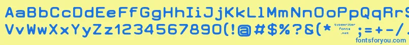 フォントEarth 2073 – 青い文字が黄色の背景にあります。