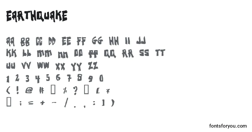 Schriftart EARTHQUAKE (125702) – Alphabet, Zahlen, spezielle Symbole