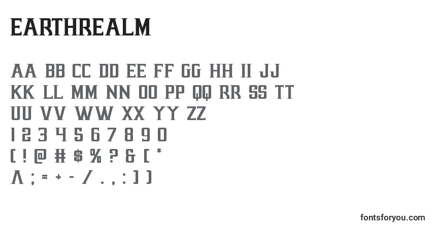 A fonte Earthrealm (125703) – alfabeto, números, caracteres especiais