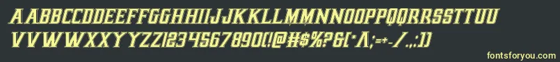 フォントearthrealmacadital – 黒い背景に黄色の文字