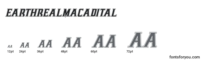 Размеры шрифта Earthrealmacadital (125707)