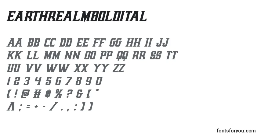 Шрифт Earthrealmboldital (125709) – алфавит, цифры, специальные символы
