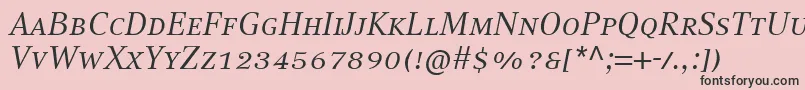 フォントCompatilTextLtComItalicSmallCaps – ピンクの背景に黒い文字