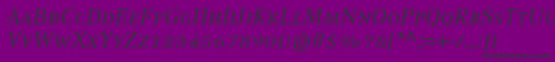 Fonte CompatilTextLtComItalicSmallCaps – fontes pretas em um fundo violeta