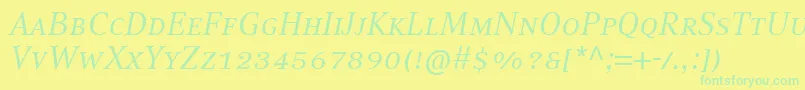 CompatilTextLtComItalicSmallCaps Font – Green Fonts on Yellow Background