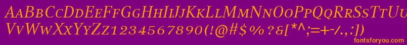 CompatilTextLtComItalicSmallCaps Font – Orange Fonts on Purple Background