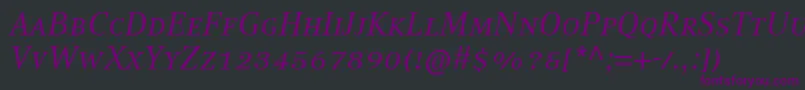 フォントCompatilTextLtComItalicSmallCaps – 黒い背景に紫のフォント