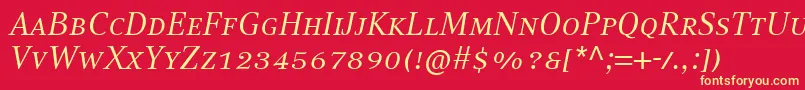 CompatilTextLtComItalicSmallCaps Font – Yellow Fonts on Red Background