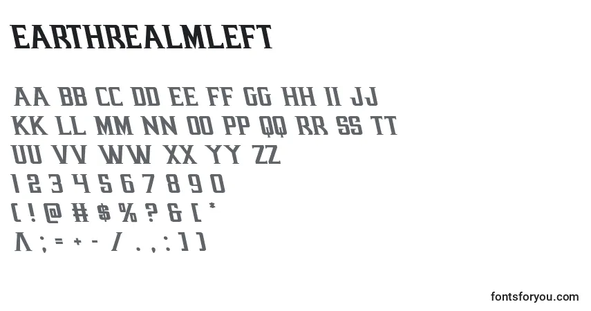 Schriftart Earthrealmleft (125711) – Alphabet, Zahlen, spezielle Symbole