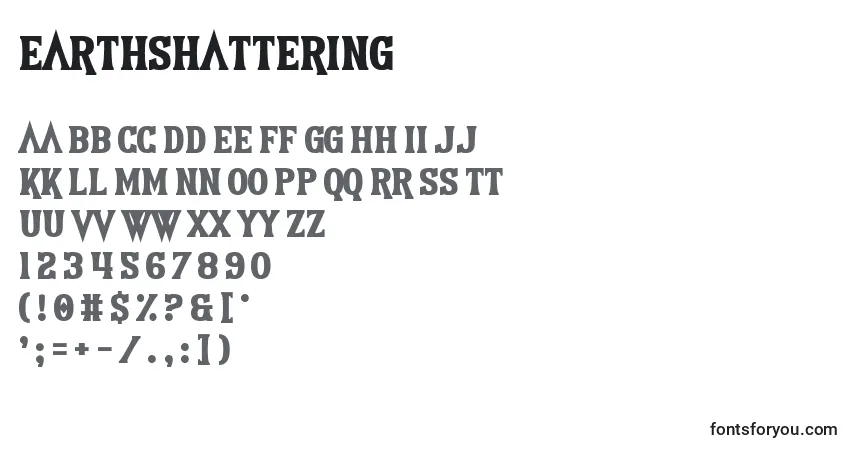 Schriftart Earthshattering – Alphabet, Zahlen, spezielle Symbole