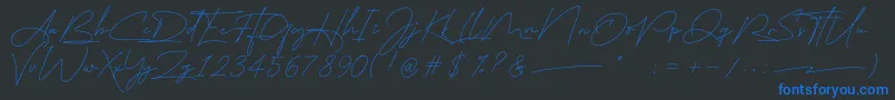 east liberty signature Font – Blue Fonts on Black Background