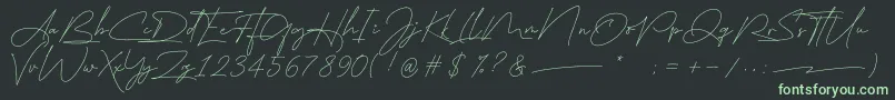 east liberty signature-fontti – vihreät fontit mustalla taustalla
