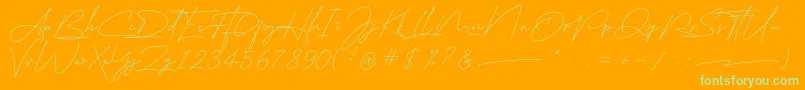 Weitere Informationen zur east liberty signature-Schriftart east liberty signature-Schriftart – Grüne Schriften auf orangefarbenem Hintergrund